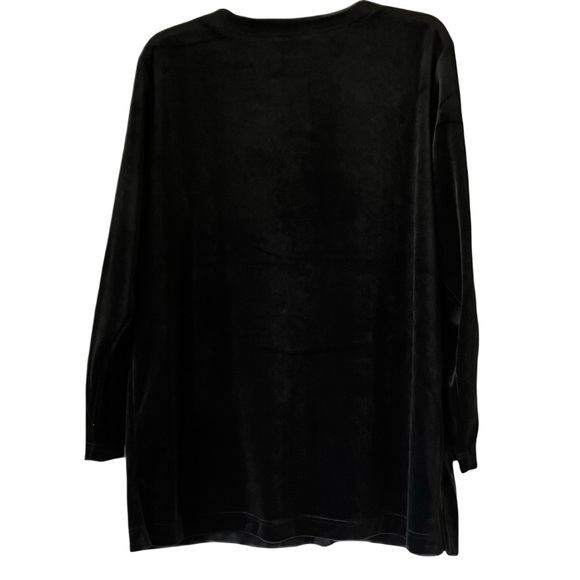 Analogy Velvety Soft Cardigan with Cute Snowmen by the Pockets, Black, Sz. L - Picture 2 of 8